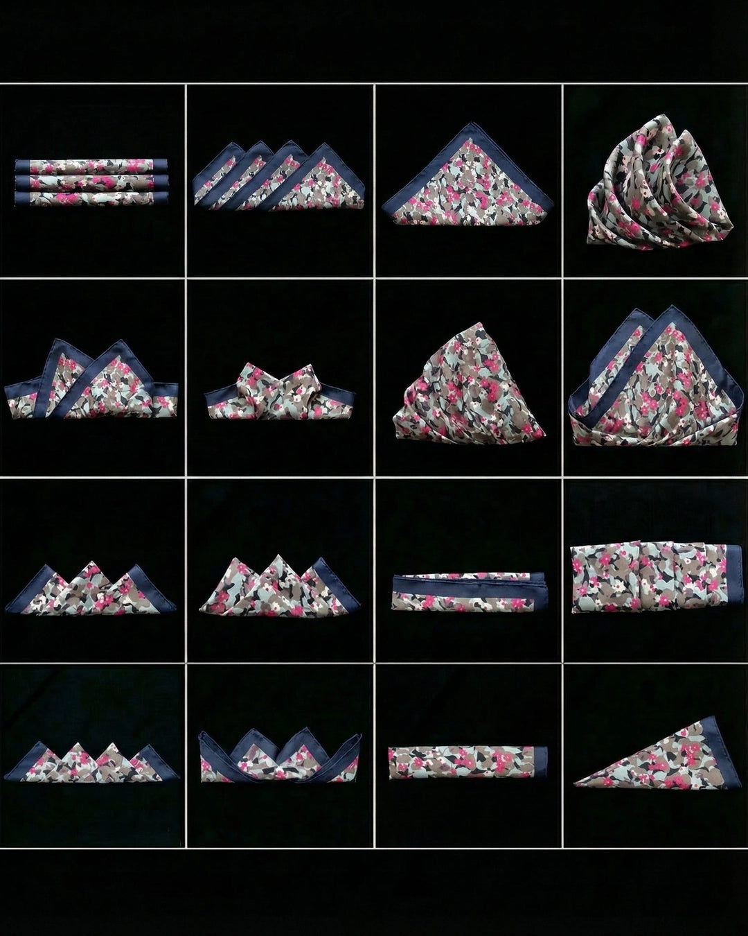 Charcoal & Neon Floral Camo Pocket Square