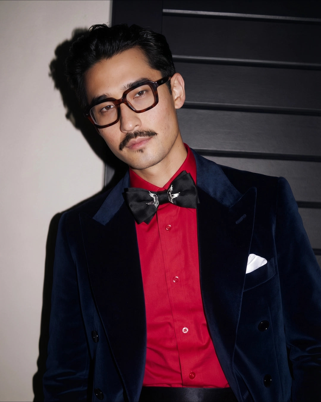 Black Bow Tie with Angle Wing