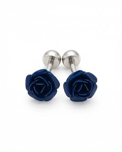 Silver-Tone & Blue Rose Cufflinks