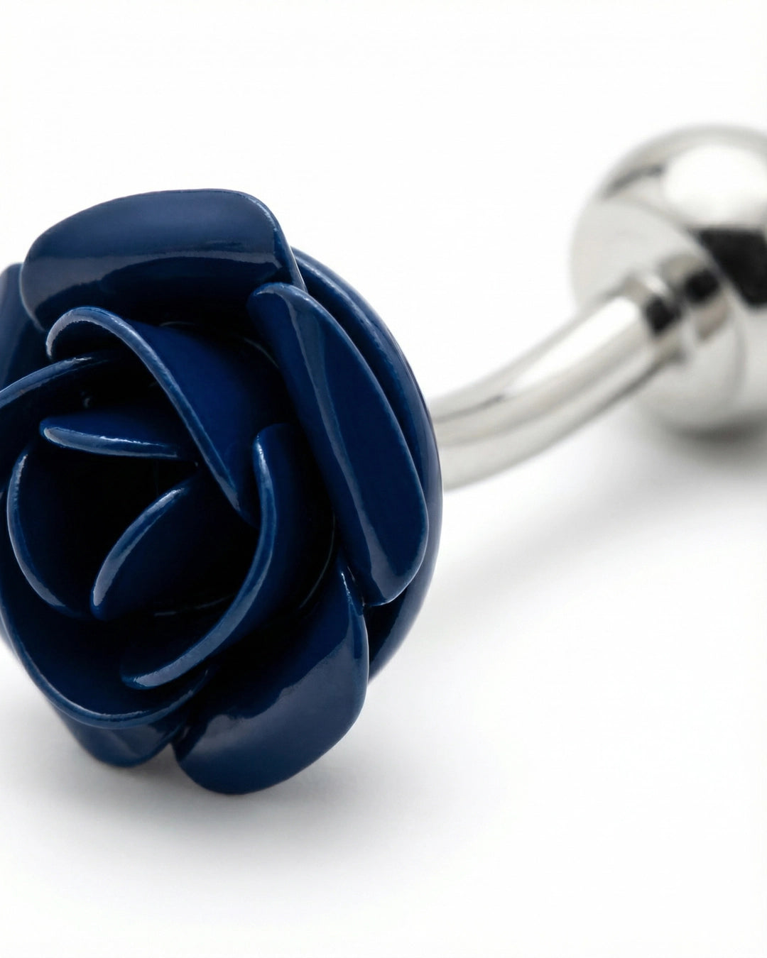 Silver-Tone & Blue Rose Cufflinks