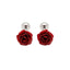Silver-Tone & Red Rose Cufflinks