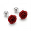 Silver-Tone & Red Rose Cufflinks