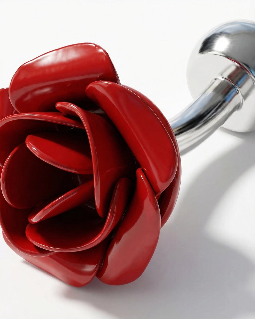 Silver-Tone & Red Rose Cufflinks