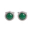 Round Silver-Tone Cufflinks with Green Chalcedony