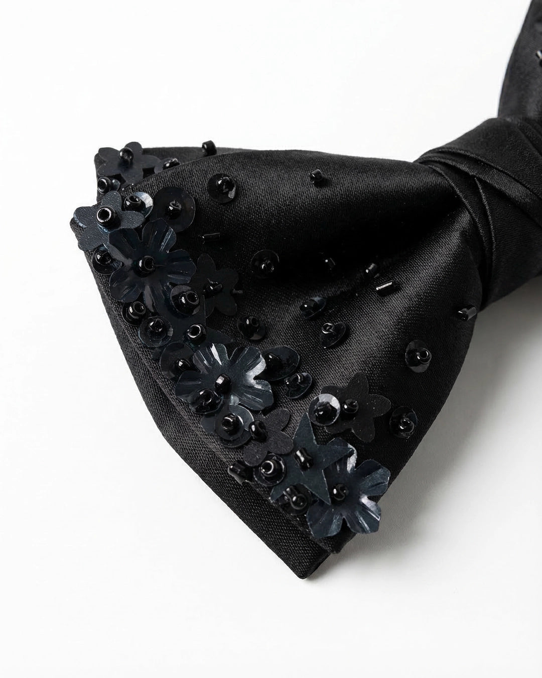 Black Butterfly Bow Tie with Black Sequin