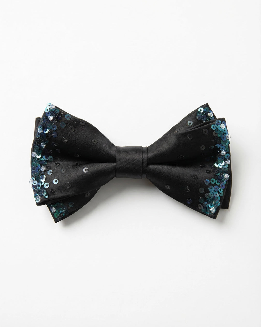 Black Butterfly Bow Tie with Blue Sequin