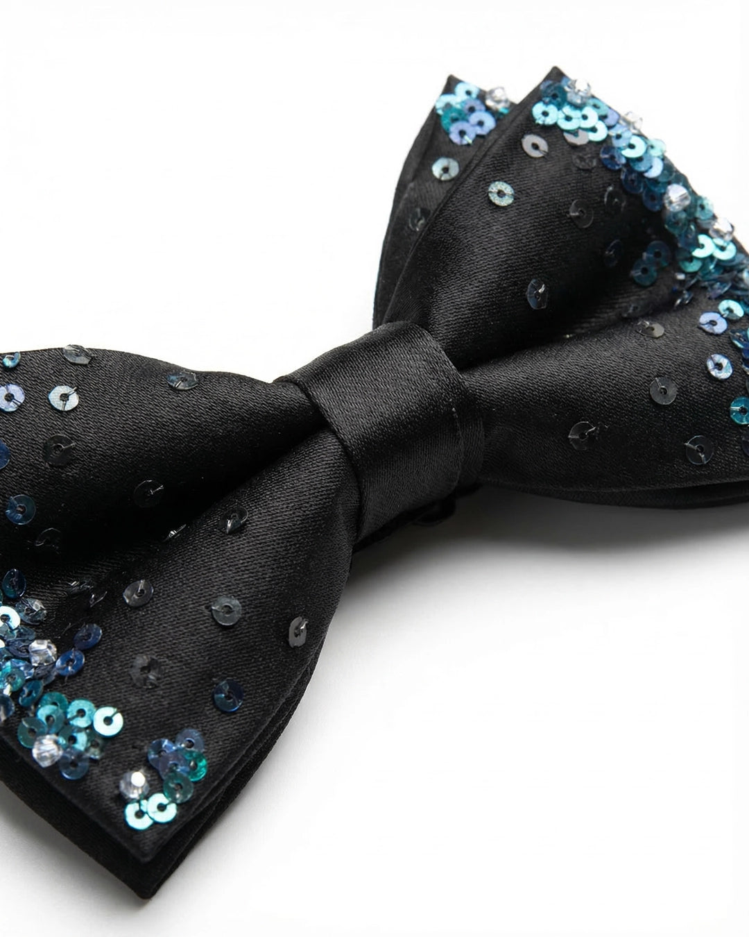 Black Butterfly Bow Tie with Blue Sequin