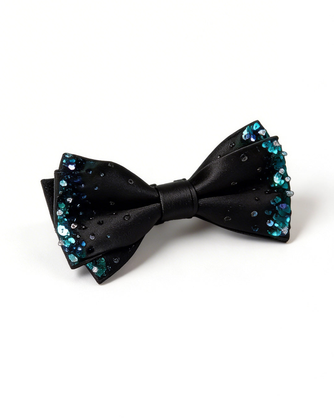 Black Butterfly Bow Tie with Blue Sequin