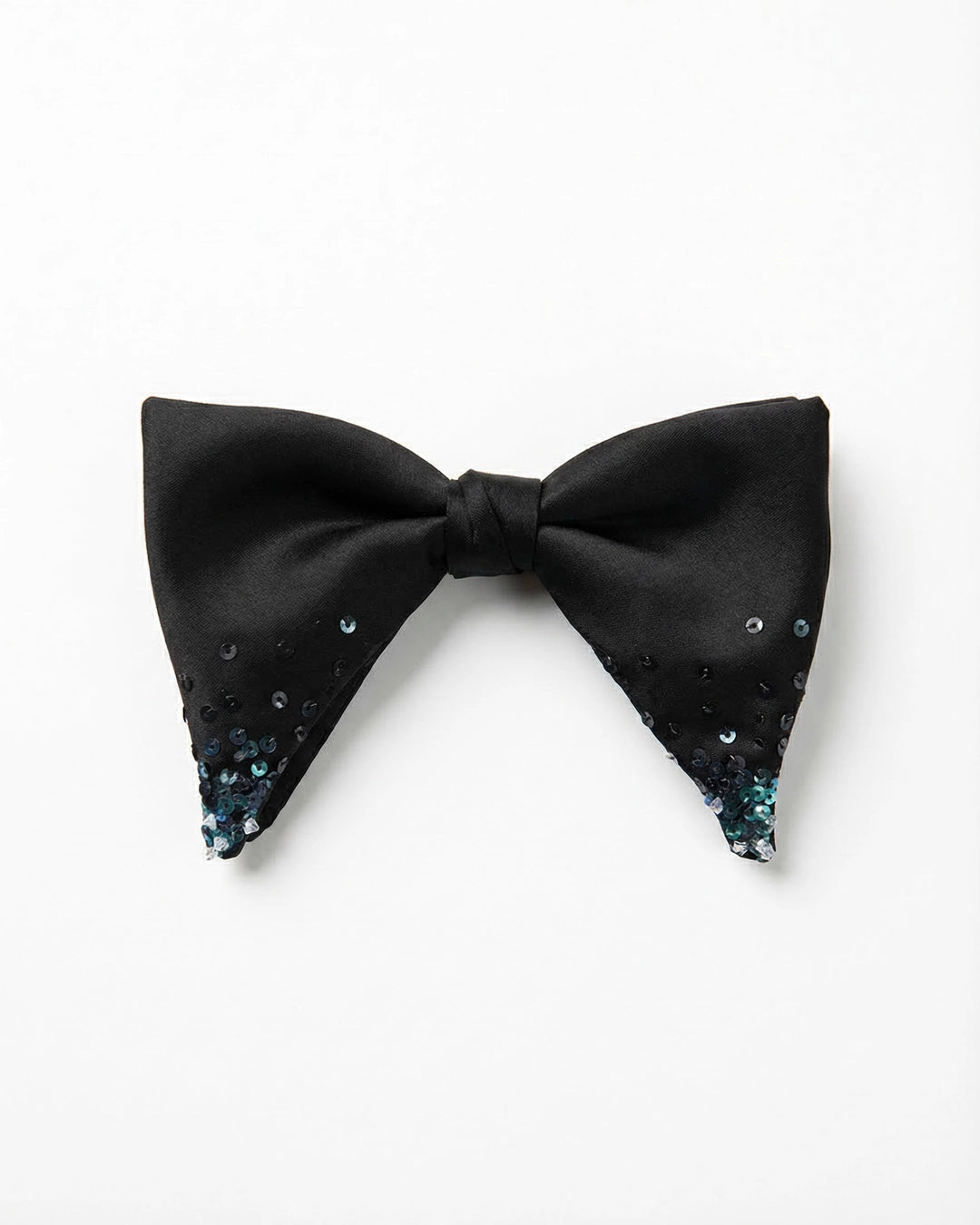 Black Big Butterfly Bow Tie with Blue Sequin
