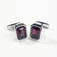 Octagon Silver-Tone Cufflinks with Violet Crystal