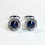 Round Silver-Tone Cufflinks with Austrian Blue Crystal