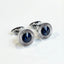 Round Silver-Tone Cufflinks with Austrian Blue Crystal