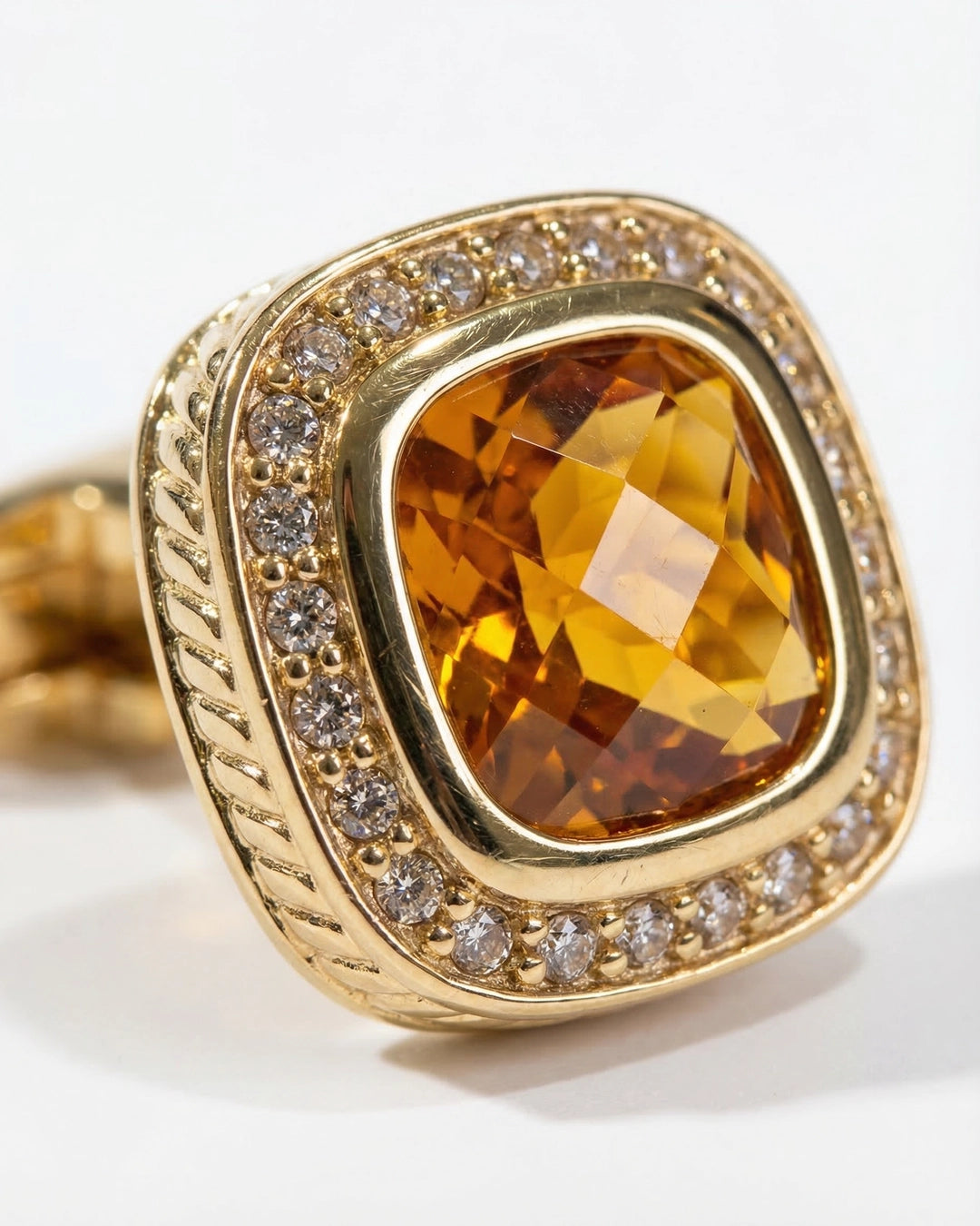 Round Gold-Tone Cufflinks with Golden Sahara Crystal
