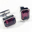 Octagon Silver-Tone Cufflinks with Violet Crystal