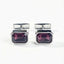 Octagon Silver-Tone Cufflinks with Violet Crystal
