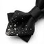 Black Diamond Point Bow Tie with Silver-Tone Beads