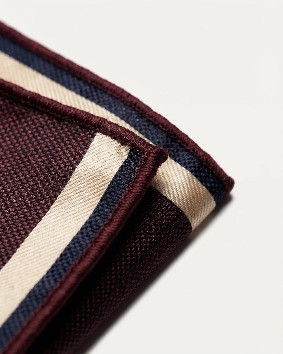 Navy & Burgundy Regimental Stripe Pocket Square