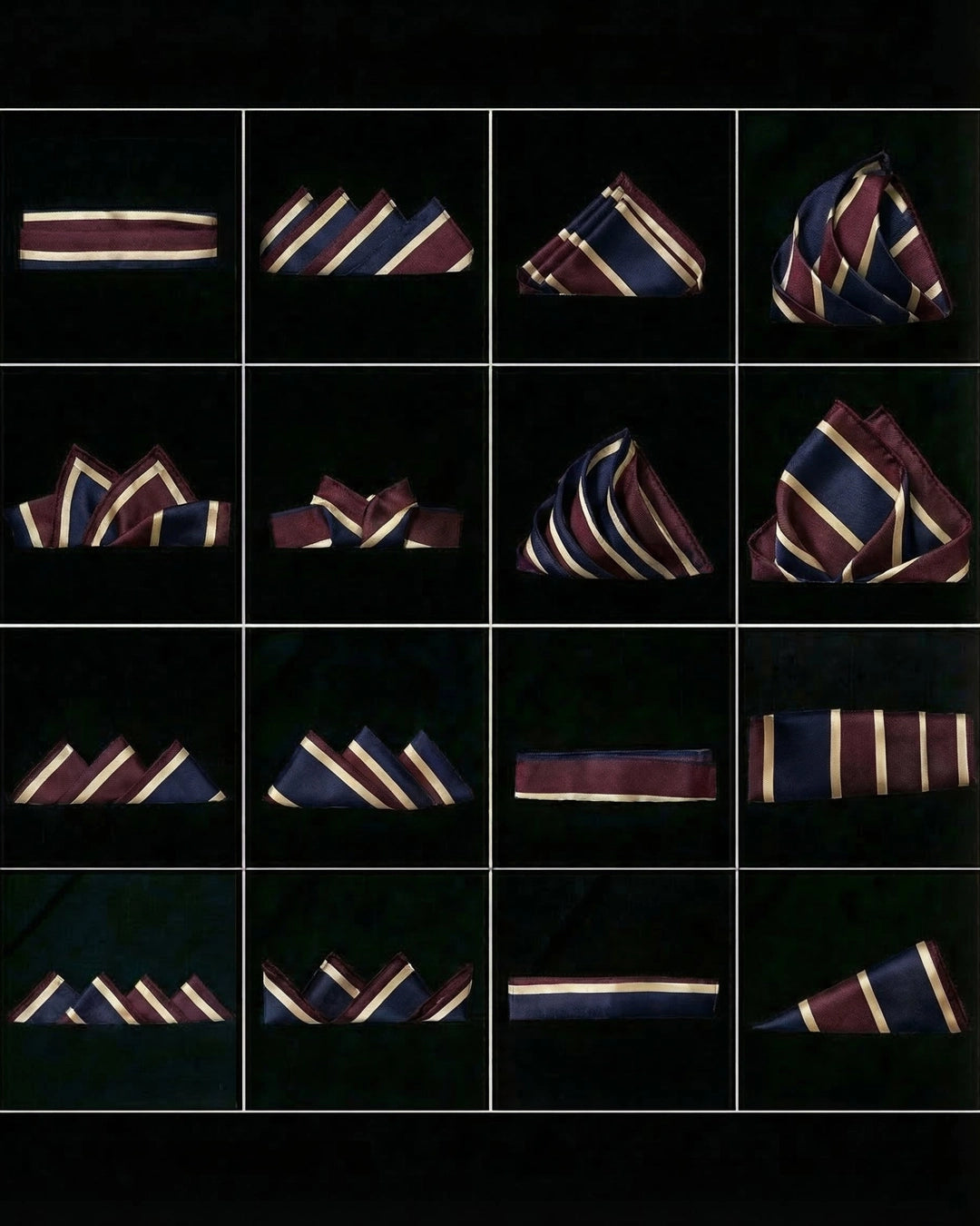Navy & Burgundy Regimental Stripe Pocket Square