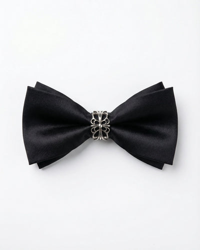 Black Bow Tie with Filigree Ring