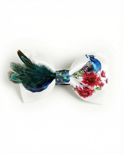 Imperial Peacock Bow Tie with Feather