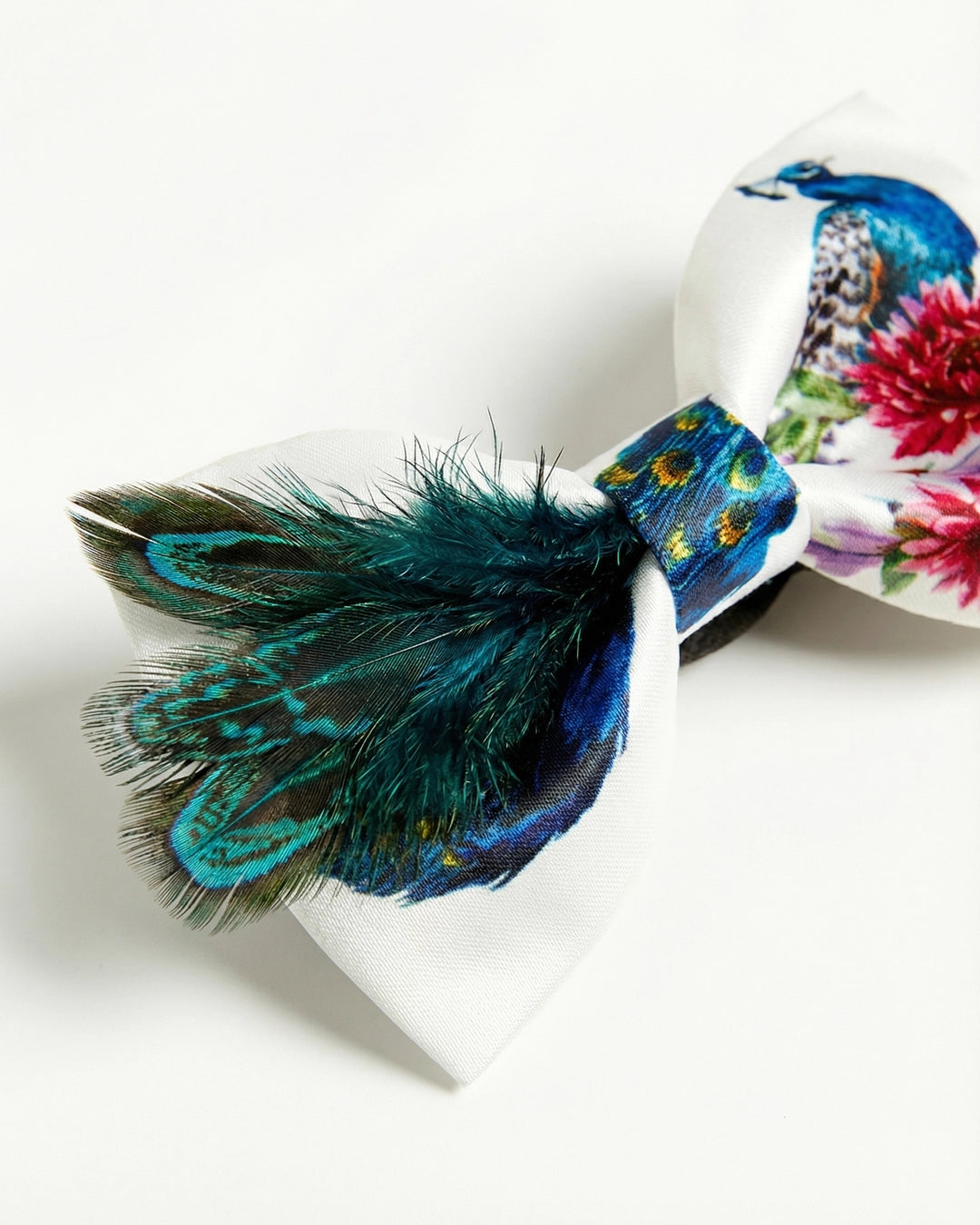 Imperial Peacock Bow Tie with Feather