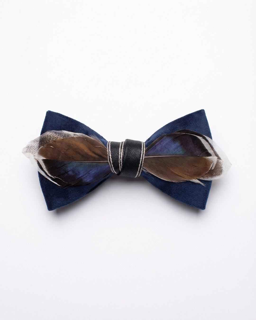Midnight Bow Tie with Mixed Feathers