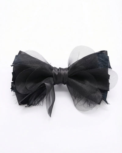 Shadow Layer Bow Tie with Black Mesh Feather