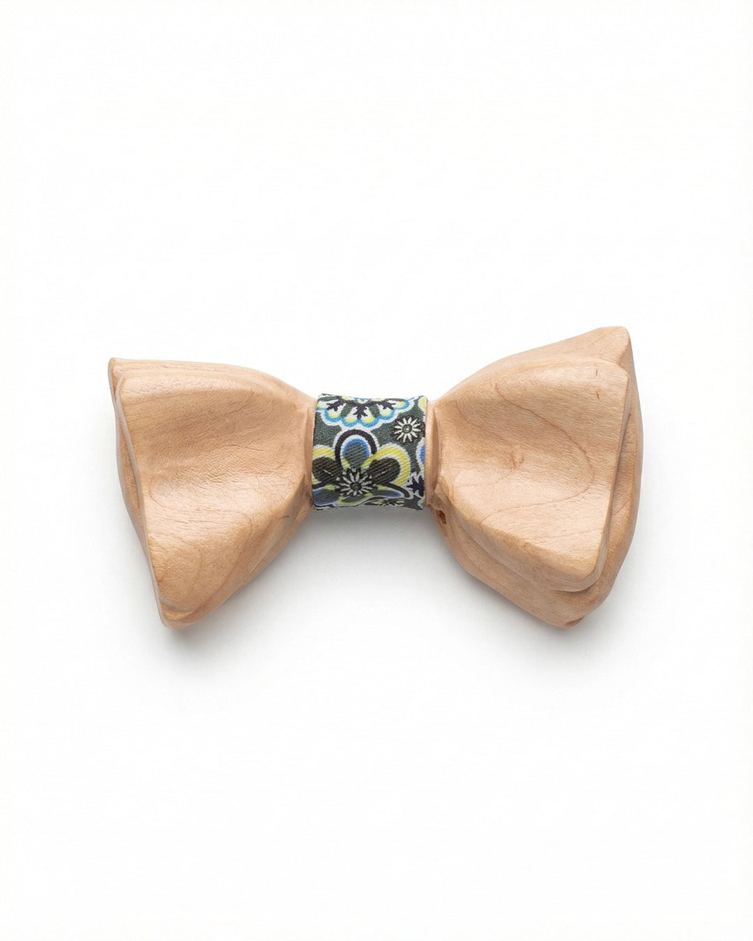 Wooden Bow Tie with Green Paisley