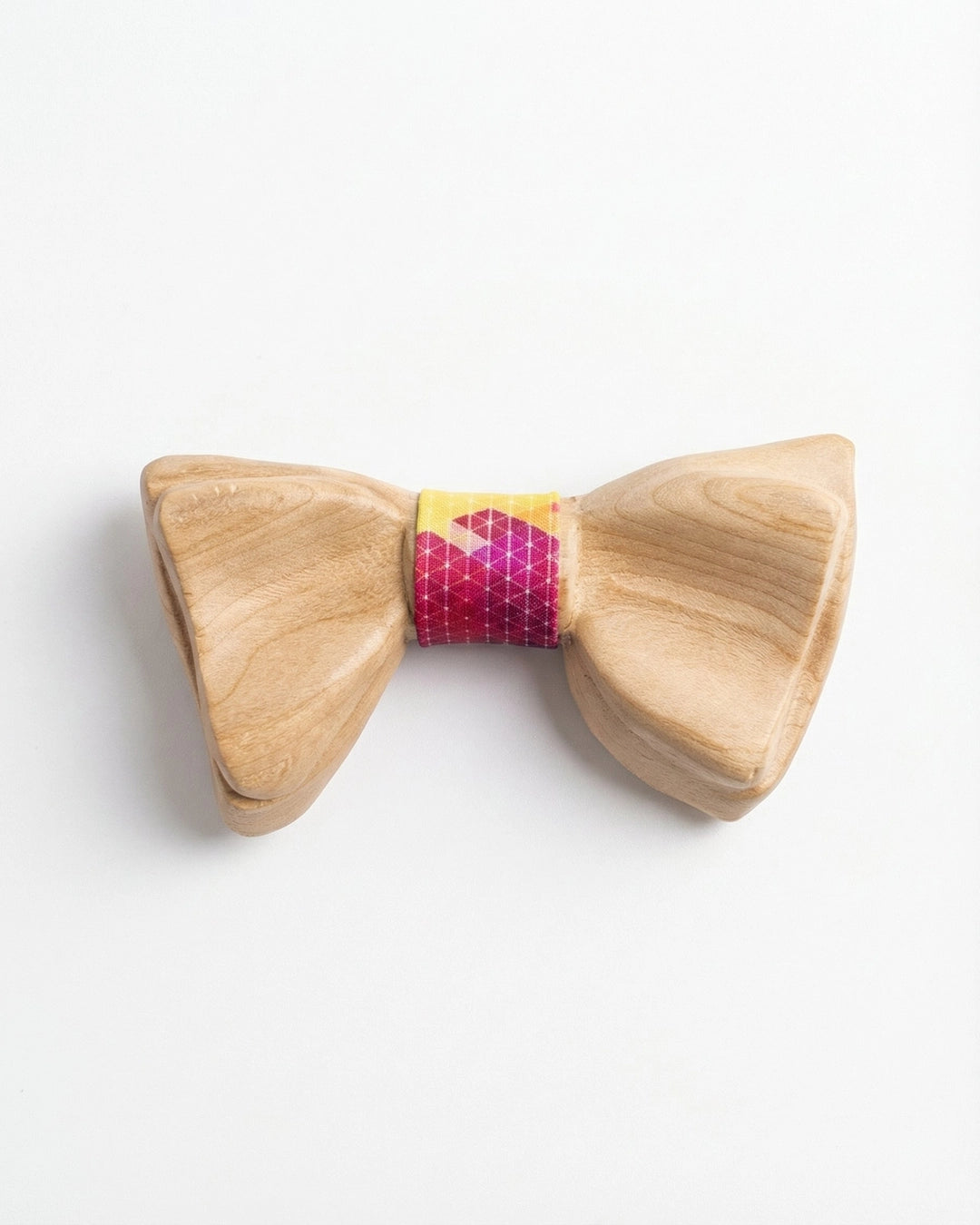 Wooden Bow Tie with Red Sun