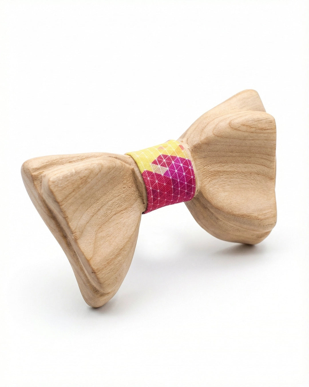 Wooden Bow Tie with Red Sun