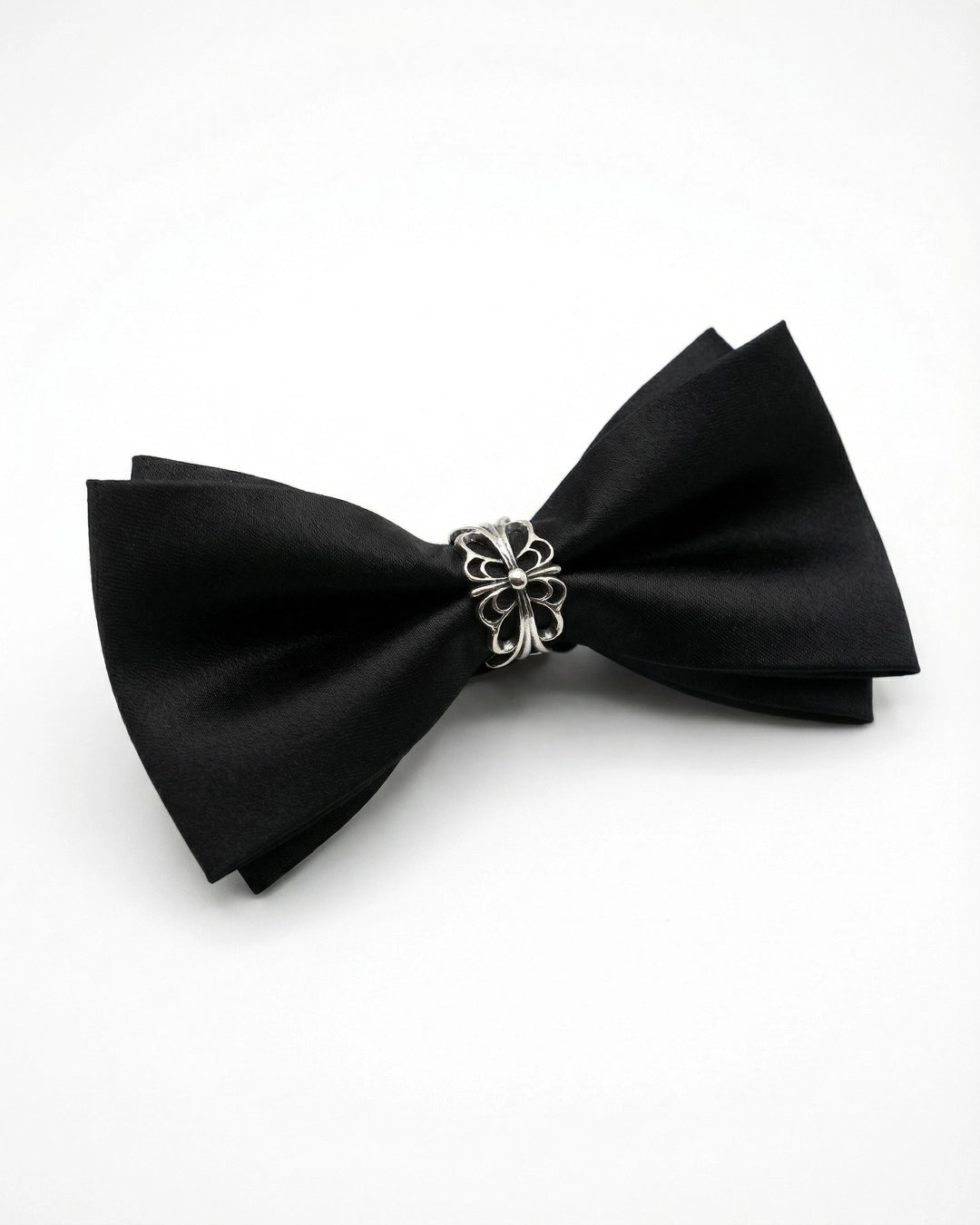 Black Bow Tie with Filigree Ring