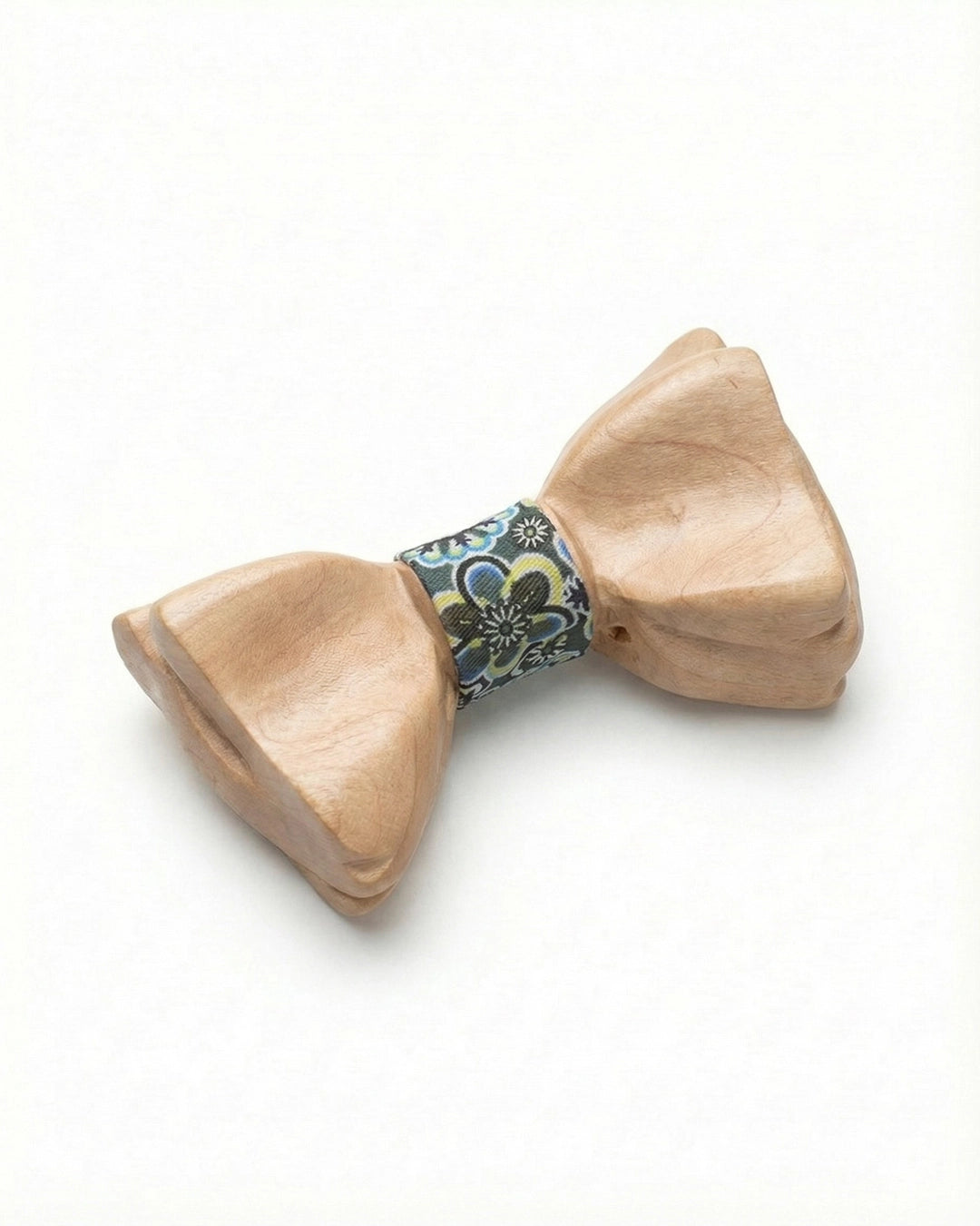 Wooden Bow Tie with Green Paisley
