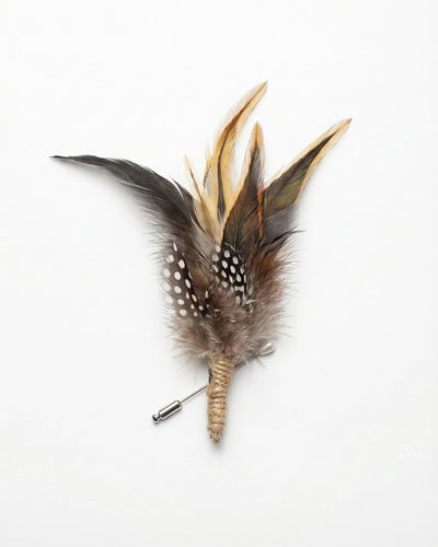Golden Pheasant Lapel Pin with Layered Feathers