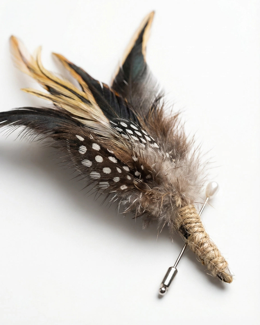 Golden Pheasant Lapel Pin with Layered Feathers