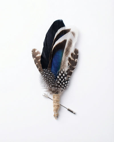 Midnight Wing Lapel Pin with Iridescent Plumage