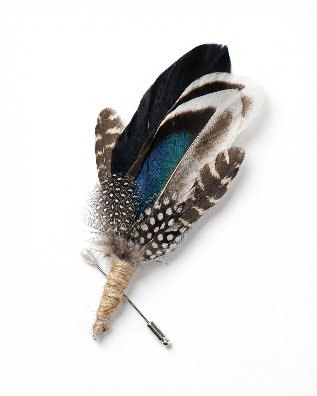 Midnight Wing Lapel Pin with Iridescent Plumage
