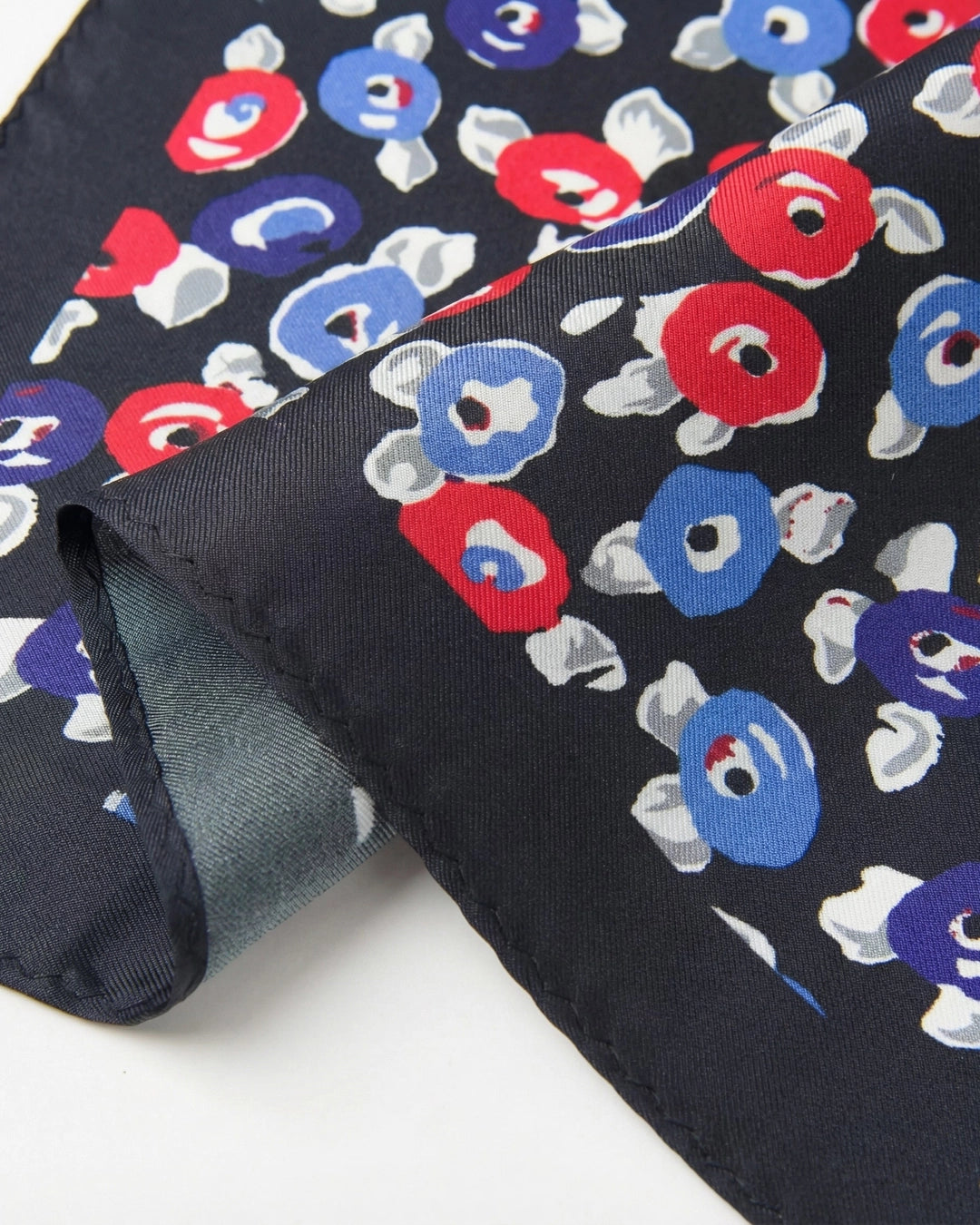Black & Retro Poppy Pocket Square