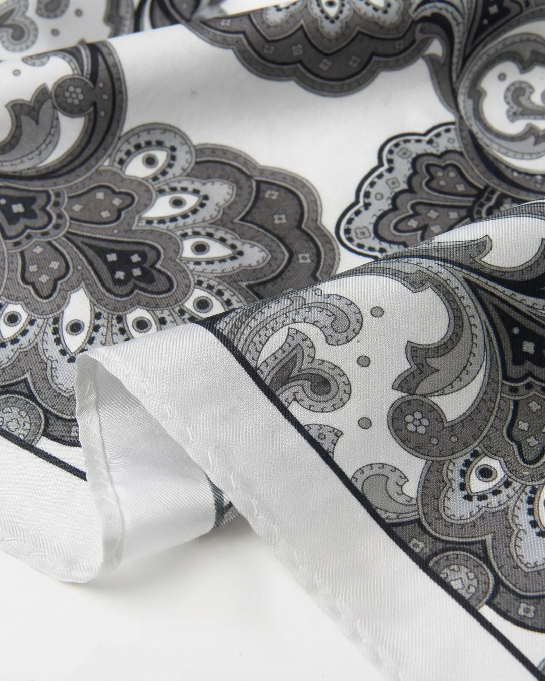 Monochrome Paisley Pocket Square