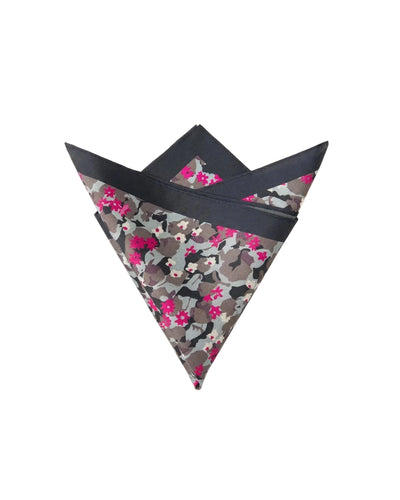 Charcoal & Neon Floral Camo Pocket Square