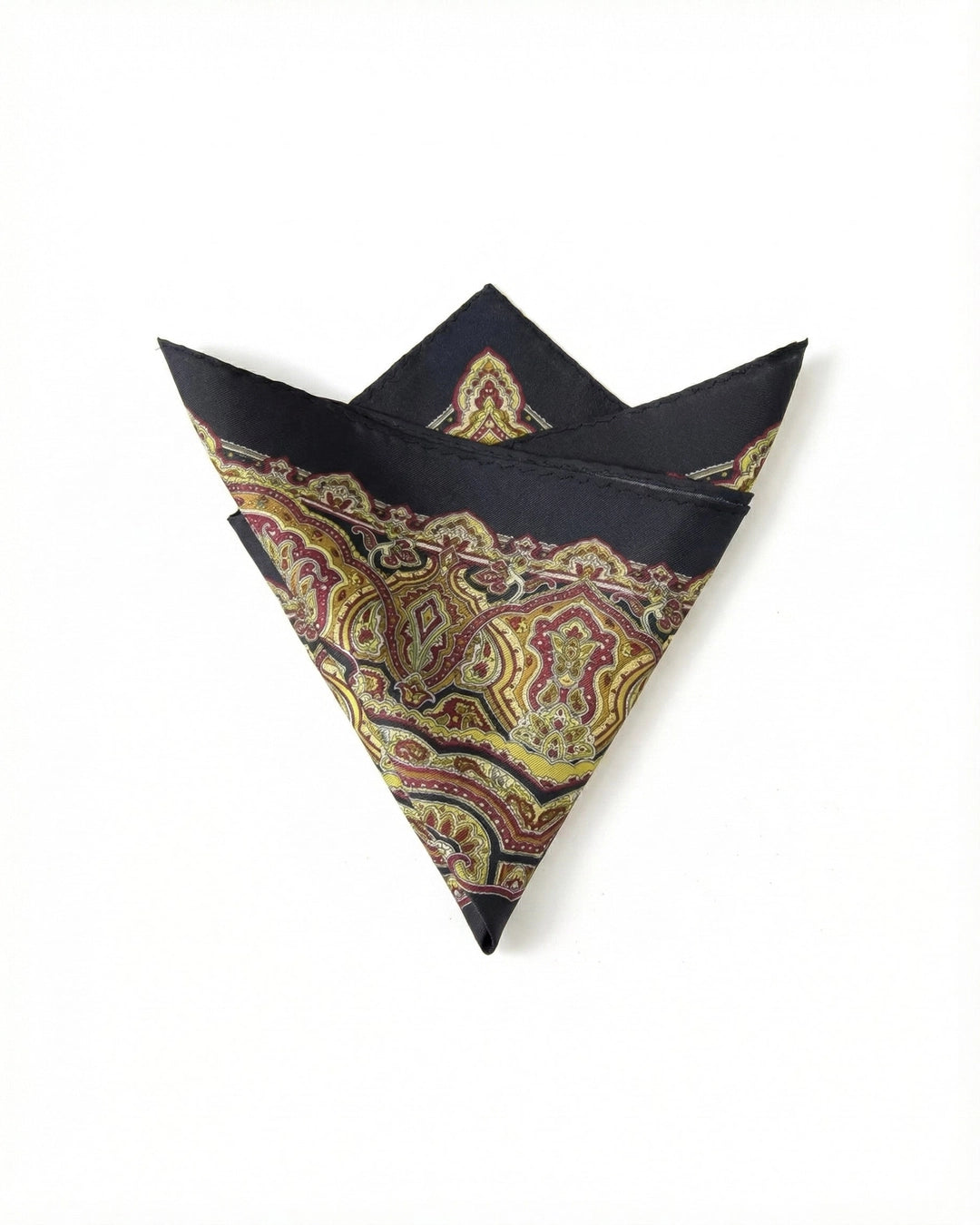 Black & Gold Paisley Pocket Square