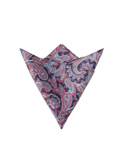 Violet & Azure Paisley Pocket Square