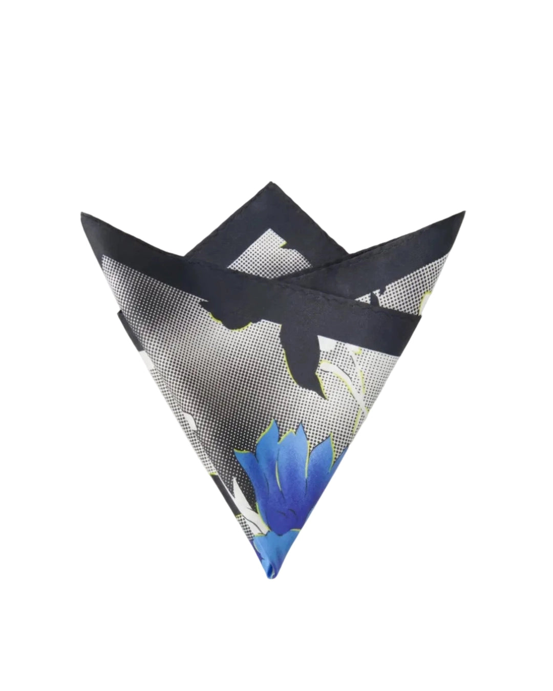 Gray & Blue Crested Flower Pocket Square