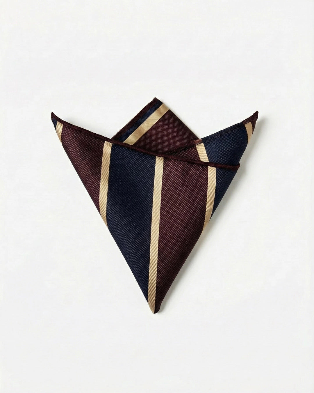 Navy & Burgundy Regimental Stripe Pocket Square