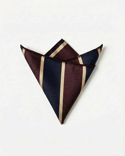 Navy & Burgundy Regimental Stripe Pocket Square