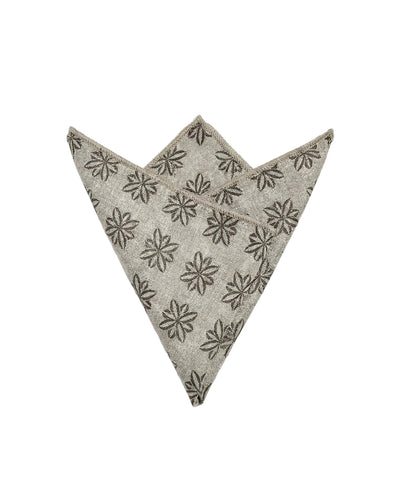 Champagne Floral Brocade Pocket Square