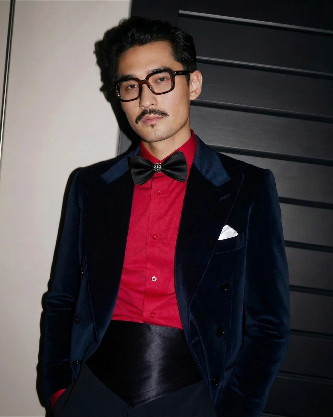Black Bow Tie with Filigree Ring