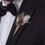 Silver Frost Lapel Pin with Barred Feathers